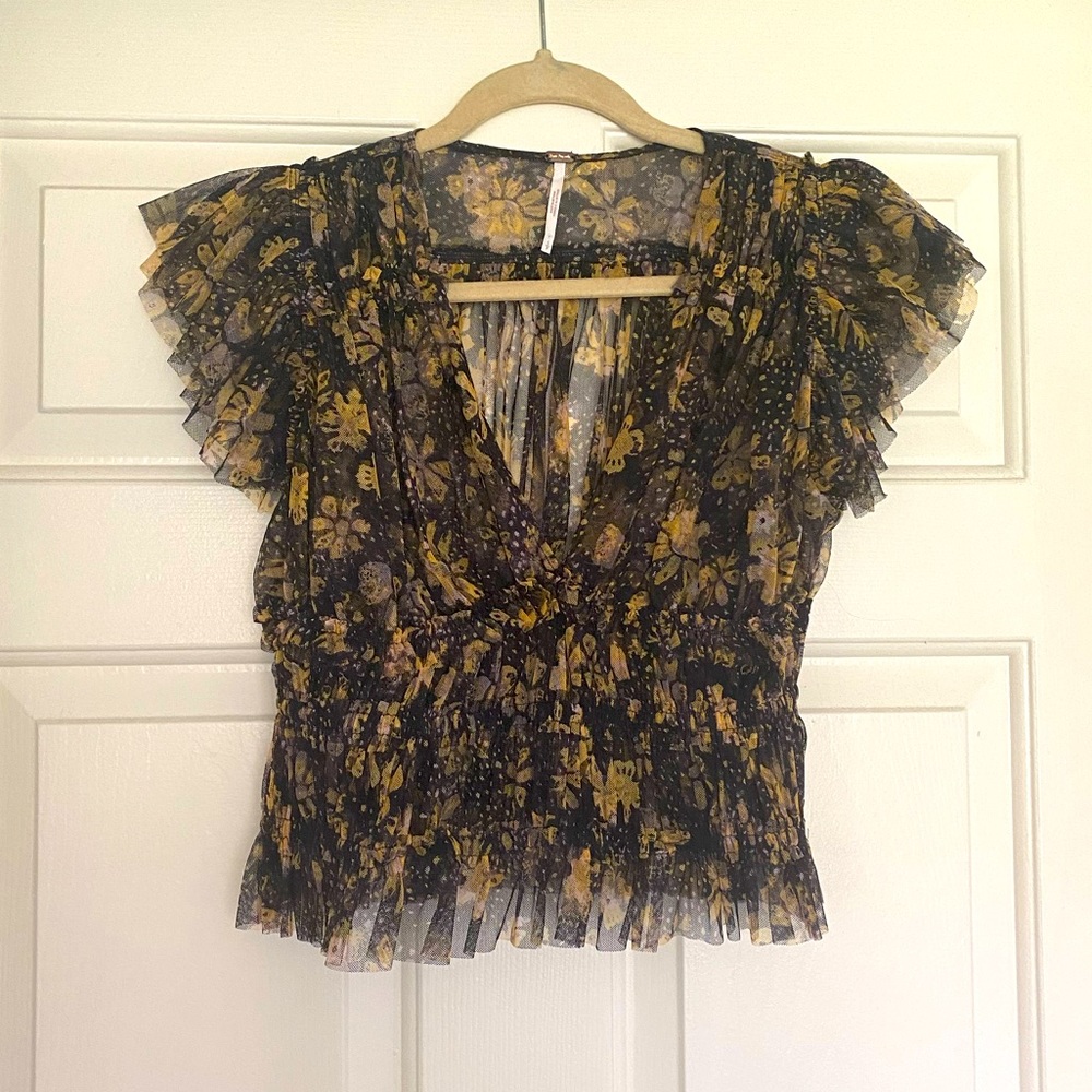 Sheer FP cropped blouse